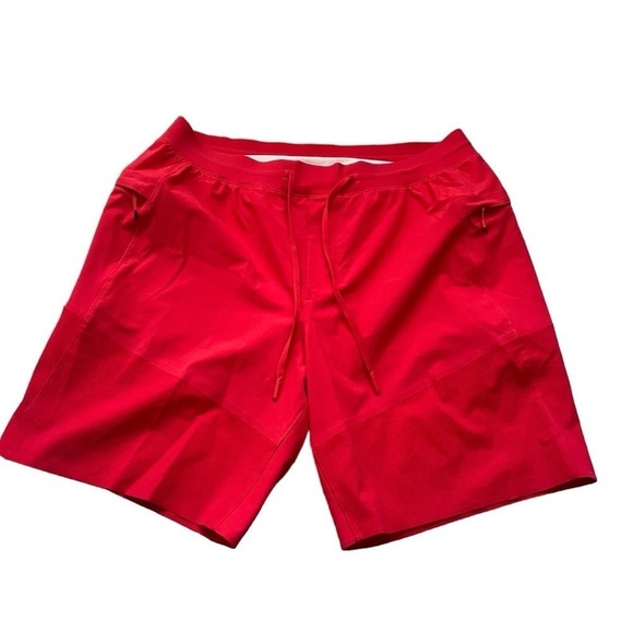 Lululemon Mens Train To Beach Shorts 8” Red L Athletic Running Gym Lined Pockets - Picture 9 of 10
